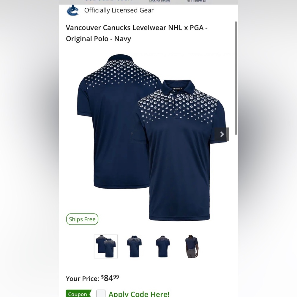New with tags Vancouver Canucks polo XXL
